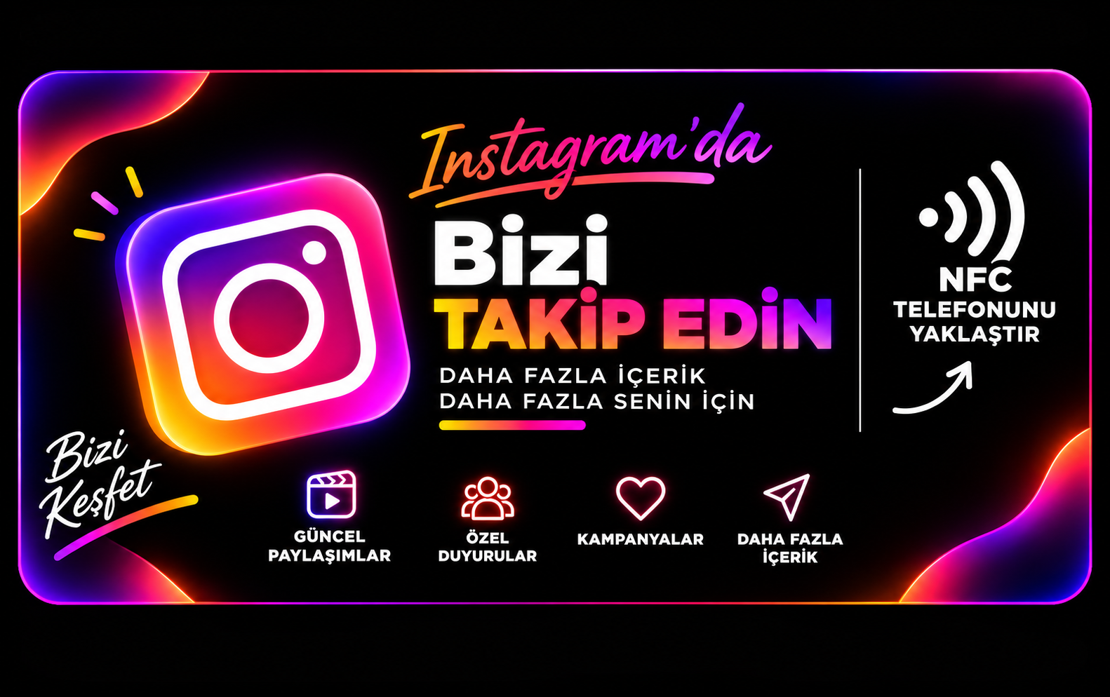 Instagram NFC kartının ön yüzü